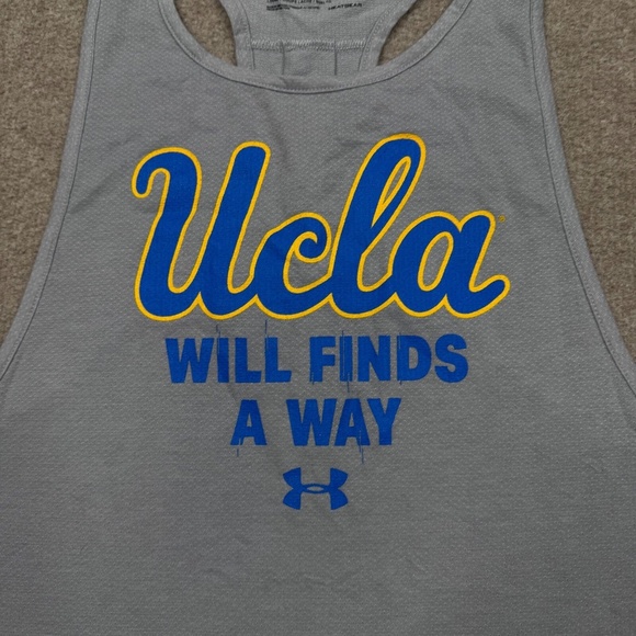 UCLA Bruins Tank Top Women's Size L Gray Sleeveless Under Armour UA Graphic Tee - Picture 3 of 8
